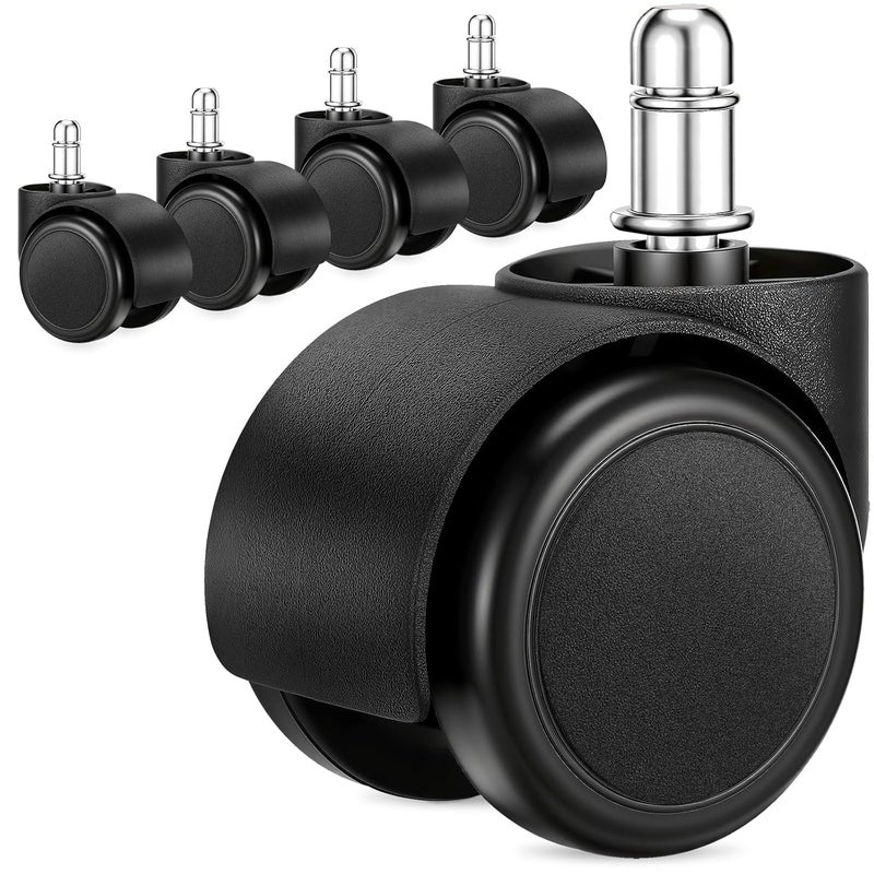 ZKJAYOE 2 Inch Office Chair Casters Wheels Heavy Duty, 5 pcs Chair Wheel Replacement, Mute Rubber Rotating Desk Chair Wheels for All Floor, Smooth & Quiet Caster, Universal Standard Stem Size Fits 99% - Image 1